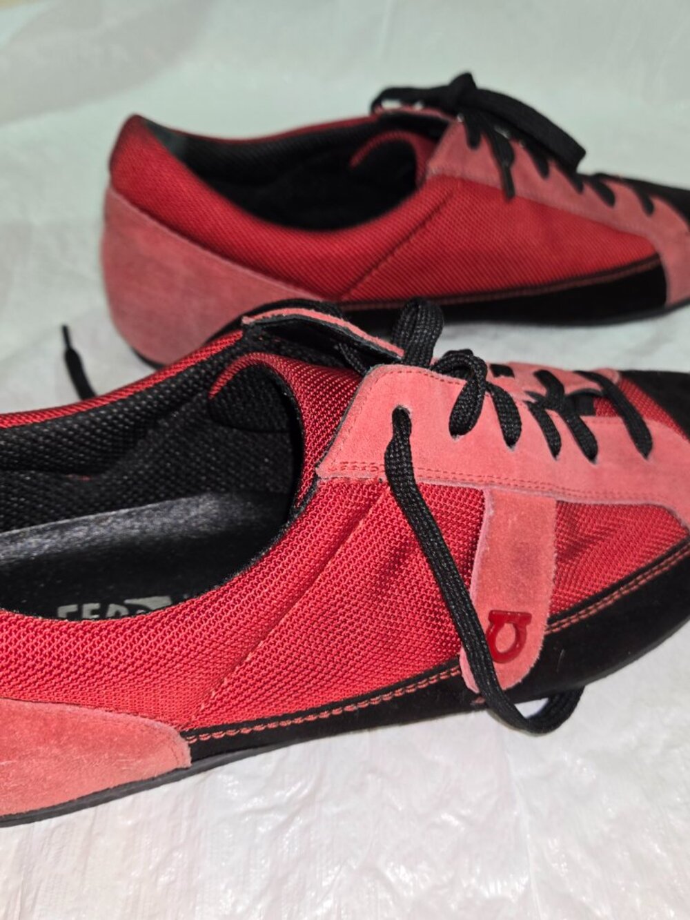 Salvatore Ferragamo Sport Red & Black Suede Mesh Sneakers Women's US 9 EU 39.5 - Picture 6 of 9